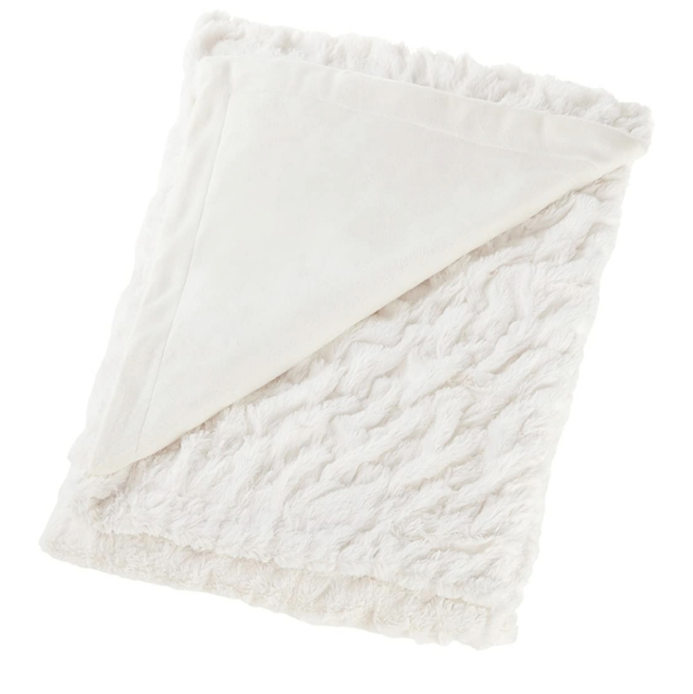 🆕️3 Pcs Throw Blanket & Pillow covers Ivory Color - Picture 2 of 4